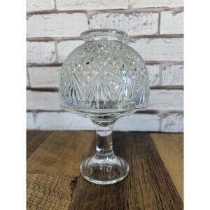 Vintage FAIRY LAMP Partylite Clear Pineapple Fan Diamond Pattern Unused Mint